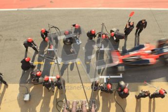 World © Octane Photographic 2011. Monday 21st February 2011 Circuit de Catalunya. Virgin MVR-02 - Jerome d'Ambrosio, pitstop practice. Digital ref : 0011CB1D2853