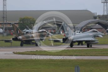 World © Octane Photographic Ltd. October 6th 2015. RAF Coningsby. Eurofighter Typhoon FGR.4 ZK349 "GN-A", 29Sqn, Battle of Britain commemorative scheme and Eurofighter Typhoon FGR.4 ZK320 "BR". Digital Ref :  1454CB1D6605