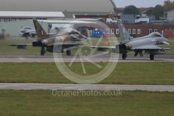 World © Octane Photographic Ltd. October 6th 2015. RAF Coningsby. Eurofighter Typhoon FGR.4 ZK349 "GN-A", 29Sqn, Battle of Britain commemorative scheme and Eurofighter Typhoon FGR.4 ZK320 "BR". Digital Ref : 1454CB1D6662