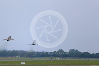 World © Octane Photographic Ltd. October 6th 2015. RAF Coningsby. Eurofighter Typhoon FGR.4 ZK349 "GN-A", 29Sqn, Battle of Britain commemorative scheme and Eurofighter Typhoon FGR.4 ZK320 "BR". Digital Ref :  1454CB1D6662