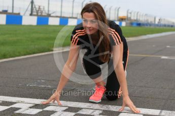 World © Octane Photographic Ltd. 5th February 2016 – Donington Park Racetrack. Suzi Perry launches the 2016 Donington Park Summer Running Festival. Digital Ref : 1500CB7D6023