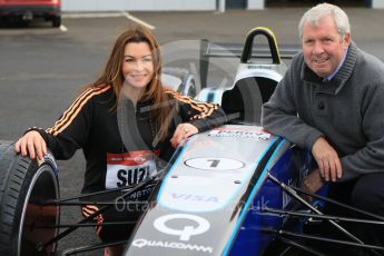 World © Octane Photographic Ltd. 5th February 2016 – Donington Park Racetrack. Suzi Perry and Brendan Foster launch the 2016 Donington Park Summer Running Festival with a Formula e car. Digital Ref : 1500CB7D6228