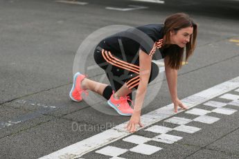 World © Octane Photographic Ltd. 5th February 2016 – Donington Park Racetrack. Suzi Perry launches the 2016 Donington Park Summer Running Festival. Digital Ref : 1500LB1D6614