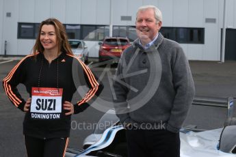 World © Octane Photographic Ltd. 5th February 2016 – Donington Park Racetrack. Suzi Perry and Brendan Foster launch the 2016 Donington Park Summer Running Festival with a Formula e car. Digital Ref : 1500LB5D6362