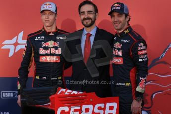 World © Octane Photographic Ltd. 2014 Formula 1 Winter Testing, Circuito de Velocidad, Jerez. Tuesday 27th January 2014. Day 1. Scuderia Toro Rosso STR9 – Launch. Cepsa, Jean-Eric Vergne and Daniil Kvyat. Digital Ref: 0880lw1d9441