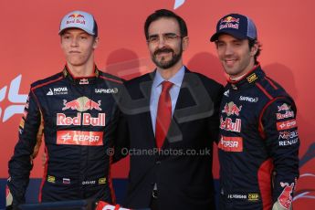 World © Octane Photographic Ltd. 2014 Formula 1 Winter Testing, Circuito de Velocidad, Jerez. Tuesday 27th January 2014. Day 1. Scuderia Toro Rosso STR9 – Launch. Cepsa, Jean-Eric Vergne and Daniil Kvyat. Digital Ref: 0880lw1d9445