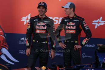 World © Octane Photographic Ltd. 2014 Formula 1 Winter Testing, Circuito de Velocidad, Jerez. Tuesday 27th January 2014. Day 1. Scuderia Toro Rosso STR9 – Launch. Jean-Eric Vergne and Daniil Kvyat. Digital Ref: 0880lw1d9602