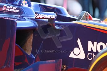 World © Octane Photographic Ltd. 2014 Formula 1 Winter Testing, Circuito de Velocidad, Jerez. Tuesday 27th January 2014. Day 1. Scuderia Toro Rosso STR 9 – Launch technical review. Digital Ref: 0881cb1d9053