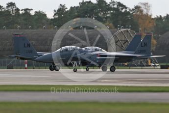 World © Octane Photographic Ltd. RAF Lakenheath operations 16th November 2015, USAF (United States Air Force) 48th Fighter Wing “Statue of Liberty Wing” 494 Fighter Squadron “Panthers”, McDonnell Douglas F-15E Strike Eagle LN 00-3001and LN 98-132. Digital Ref : 1469CB1D3759