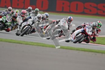 © Octane Photographic Ltd. World Superbike Championship – Silverstone, Race 1. Sunday 5th August 2012. Carlos Checa leading the pack on the 2nd start - Ducati 1098R - Althea Racing. Digital Ref :