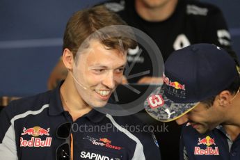 World © Octane Photographic Ltd. F1 Austrian GP FIA Drivers’ Press Conference, Red Bull Ring, Spielberg, Austria. Thursday 30th June 2016. Scuderia Toro Rosso – Daniil Kvyat and Red Bull Racing – Daniel Ricciardo. Digital Ref :1596LB1D4957