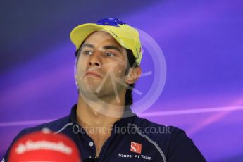 World © Octane Photographic Ltd. F1 Austrian GP FIA Drivers’ Press Conference, Red Bull Ring, Spielberg, Austria. Thursday 30th June 2016. Sauber F1 Team – Felipe Nasr. Digital Ref :1596LB1D4976