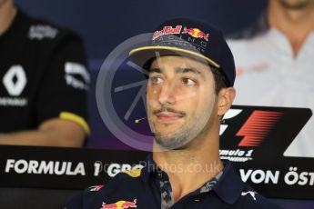 World © Octane Photographic Ltd. F1 Austrian GP FIA Drivers’ Press Conference, Red Bull Ring, Spielberg, Austria. Thursday 30th June 2016. Red Bull Racing – Daniel Ricciardo . Digital Ref :1596LB1D4988