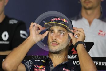 World © Octane Photographic Ltd. F1 Austrian GP FIA Drivers’ Press Conference, Red Bull Ring, Spielberg, Austria. Thursday 30th June 2016. Red Bull Racing – Daniel Ricciardo . Digital Ref :1596LB1D4995