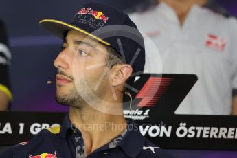 World © Octane Photographic Ltd. F1 Austrian GP FIA Drivers’ Press Conference, Red Bull Ring, Spielberg, Austria. Thursday 30th June 2016. Red Bull Racing – Daniel Ricciardo . Digital Ref :1596LB1D5011