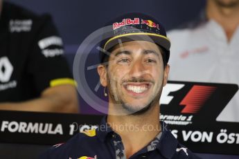 World © Octane Photographic Ltd. F1 Austrian GP FIA Drivers’ Press Conference, Red Bull Ring, Spielberg, Austria. Thursday 30th June 2016. Red Bull Racing – Daniel Ricciardo . Digital Ref :1596LB1D5102