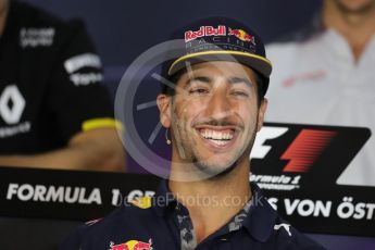 World © Octane Photographic Ltd. F1 Austrian GP FIA Drivers’ Press Conference, Red Bull Ring, Spielberg, Austria. Thursday 30th June 2016. Red Bull Racing – Daniel Ricciardo . Digital Ref :1596LB1D5106