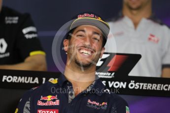 World © Octane Photographic Ltd. F1 Austrian GP FIA Drivers’ Press Conference, Red Bull Ring, Spielberg, Austria. Thursday 30th June 2016. Red Bull Racing – Daniel Ricciardo . Digital Ref :1596LB1D5119