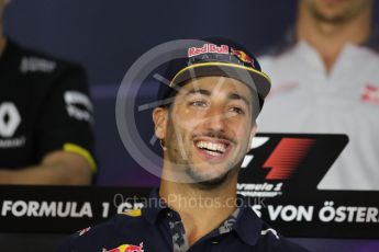 World © Octane Photographic Ltd. F1 Austrian GP FIA Drivers’ Press Conference, Red Bull Ring, Spielberg, Austria. Thursday 30th June 2016. Red Bull Racing – Daniel Ricciardo . Digital Ref :1596LB1D5141