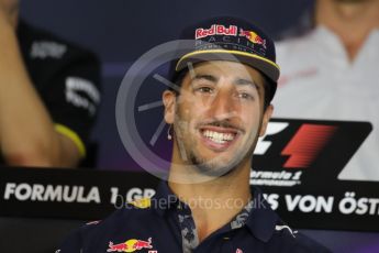 World © Octane Photographic Ltd. F1 Austrian GP FIA Drivers’ Press Conference, Red Bull Ring, Spielberg, Austria. Thursday 30th June 2016. Red Bull Racing – Daniel Ricciardo . Digital Ref :1596LB1D5184