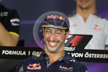 World © Octane Photographic Ltd. F1 Austrian GP FIA Drivers’ Press Conference, Red Bull Ring, Spielberg, Austria. Thursday 30th June 2016. Red Bull Racing – Daniel Ricciardo . Digital Ref :1596LB1D5316