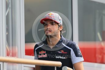 World © Octane Photographic Ltd. Scuderia Toro Rosso – Carlos Sainz. Thursday 30th June 2016, F1 Austrian GP Paddock, Red Bull Ring, Spielberg, Austria. Digital Ref : 1594CB1D1393