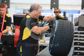 World © Octane Photographic Ltd. Pirelli fitting wet tyres. Thursday 30th June 2016, F1 Austrian GP Paddock, Red Bull Ring, Spielberg, Austria. Digital Ref :1594CB5D2504