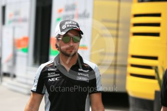 World © Octane Photographic Ltd. Sahara Force India VJM09 - Sergio Perez. Thursday 30th June 2016, F1 Austrian GP Paddock, Red Bull Ring, Spielberg, Austria. Digital Ref :1594CB5D2521