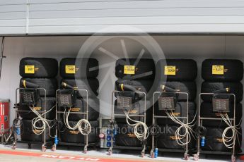 World © Octane Photographic Ltd. Scuderia Ferrari SF16-H – Sebastian Vettel tyres. Thursday 30th June 2016, F1 Austrian GP Paddock, Red Bull Ring, Spielberg, Austria. Digital Ref : 1594LB1D4929