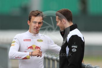 World © Octane Photographic Ltd. Red Bull Racing RB12 – Pierre Gasly and McLaren Honda's Stoffel Vandoorne. Tuesday 12th July 2016, F1 In-season testing, Silverstone UK. Digital Ref :1618LB1D7627