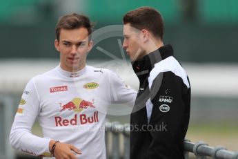 World © Octane Photographic Ltd. Red Bull Racing RB12 – Pierre Gasly and McLaren Honda's Stoffel Vandoorne. Tuesday 12th July 2016, F1 In-season testing, Silverstone UK. Digital Ref :1618LB1D7636
