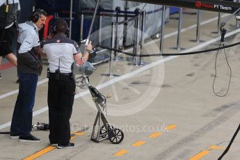 World © Octane Photographic Ltd. Haas F1 Team ready in the pitlane. Tuesday 12th July 2016, F1 In-season testing, Silverstone UK. Digital Ref : 1618LB1D9449