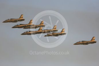 World © Octane Photographic Ltd. UAE Al Fursan (The Knights) Air Display Team – Aermacchi MB-339A. Saturday 26th November 2016, F1 Abu Dhabi GP - Yas Marina circuit, Abu Dhabi. Digital Ref :