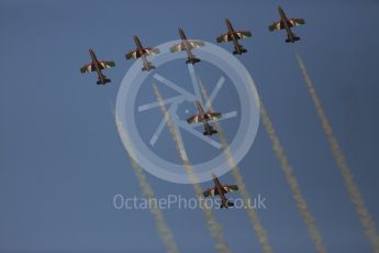 World © Octane Photographic Ltd. UAE Al Fursan (The Knights) Air Display Team – Aermacchi MB-339A. Saturday 26th November 2016, F1 Abu Dhabi GP - Yas Marina circuit, Abu Dhabi. Digital Ref :