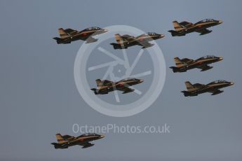 World © Octane Photographic Ltd. UAE Al Fursan (The Knights) Air Display Team – Aermacchi MB-339A. Saturday 26th November 2016, F1 Abu Dhabi GP - Yas Marina circuit, Abu Dhabi. Digital Ref :