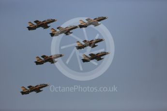 World © Octane Photographic Ltd. UAE Al Fursan (The Knights) Air Display Team – Aermacchi MB-339A. Saturday 26th November 2016, F1 Abu Dhabi GP - Yas Marina circuit, Abu Dhabi. Digital Ref :