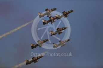 World © Octane Photographic Ltd. UAE Al Fursan (The Knights) Air Display Team – Aermacchi MB-339A. Saturday 26th November 2016, F1 Abu Dhabi GP - Yas Marina circuit, Abu Dhabi. Digital Ref :