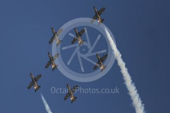 World © Octane Photographic Ltd. UAE Al Fursan (The Knights) Air Display Team – Aermacchi MB-339A. Saturday 26th November 2016, F1 Abu Dhabi GP - Yas Marina circuit, Abu Dhabi. Digital Ref :