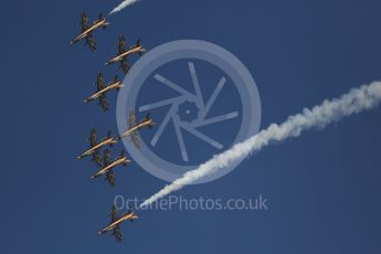 World © Octane Photographic Ltd. UAE Al Fursan (The Knights) Air Display Team – Aermacchi MB-339A. Saturday 26th November 2016, F1 Abu Dhabi GP - Yas Marina circuit, Abu Dhabi. Digital Ref :