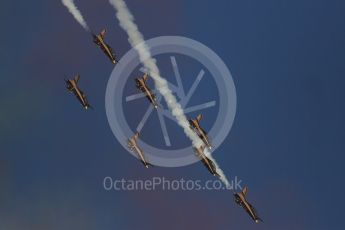 World © Octane Photographic Ltd. UAE Al Fursan (The Knights) Air Display Team – Aermacchi MB-339A. Saturday 26th November 2016, F1 Abu Dhabi GP - Yas Marina circuit, Abu Dhabi. Digital Ref :