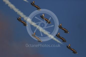 World © Octane Photographic Ltd. UAE Al Fursan (The Knights) Air Display Team – Aermacchi MB-339A. Saturday 26th November 2016, F1 Abu Dhabi GP - Yas Marina circuit, Abu Dhabi. Digital Ref :