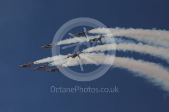 World © Octane Photographic Ltd. UAE Al Fursan (The Knights) Air Display Team – Aermacchi MB-339A. Saturday 26th November 2016, F1 Abu Dhabi GP - Yas Marina circuit, Abu Dhabi. Digital Ref :