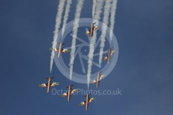 World © Octane Photographic Ltd. UAE Al Fursan (The Knights) Air Display Team – Aermacchi MB-339A. Saturday 26th November 2016, F1 Abu Dhabi GP - Yas Marina circuit, Abu Dhabi. Digital Ref :