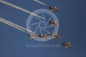 World © Octane Photographic Ltd. UAE Al Fursan (The Knights) Air Display Team – Aermacchi MB-339A. Saturday 26th November 2016, F1 Abu Dhabi GP - Yas Marina circuit, Abu Dhabi. Digital Ref :