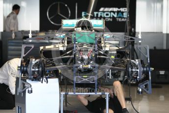 World © Octane Photographic Ltd. Mercedes AMG Petronas W07 Hybrid under build. Thursday 24th November 2016, F1 Abu Dhabi GP - Pitlane. Yas Marina circuit, Abu Dhabi. Digital Ref :