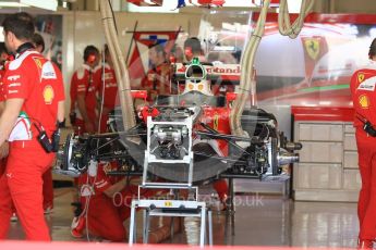 World © Octane Photographic Ltd. Scuderia Ferrari SF16-H under build. Thursday 24th November 2016, F1 Abu Dhabi GP - Pitlane, Yas Marina circuit, Abu Dhabi. Digital Ref :