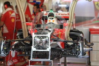 World © Octane Photographic Ltd. Scuderia Ferrari SF16-H under build. Thursday 24th November 2016, F1 Abu Dhabi GP - Pitlane, Yas Marina circuit, Abu Dhabi. Digital Ref :
