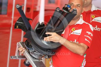 World © Octane Photographic Ltd. Scuderia Ferrari SF16-H – Rear suspension. Thursday 24th November 2016, F1 Abu Dhabi GP - Pitlane, Yas Marina circuit, Abu Dhabi. Digital Ref :