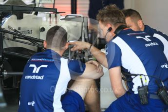 World © Octane Photographic Ltd. Williams Martini Racing, Williams Mercedes FW38 under build Thursday 24th November 2016, F1 Abu Dhabi GP - Pitlane, Yas Marina circuit, Abu Dhabi. Digital Ref :