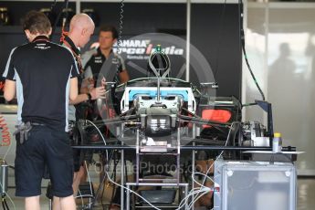 World © Octane Photographic Ltd. Sahara Force India VJM09 - under build. Thursday 24th November 2016, F1 Abu Dhabi GP - Pitlane, Yas Marina circuit, Abu Dhabi. Digital Ref :
